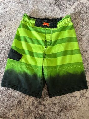 Boy’s Lime Green Striped Swim Shorts